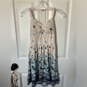 Floral Sun Dress with Blue Accents